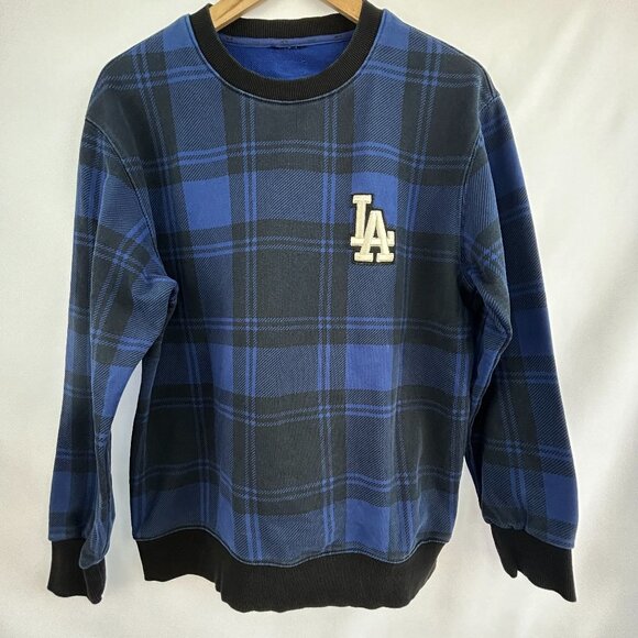 MLB Los Angeles Dodgers blue plaid sweatshirt size medium official genuine merch - Picture 2 of 9
